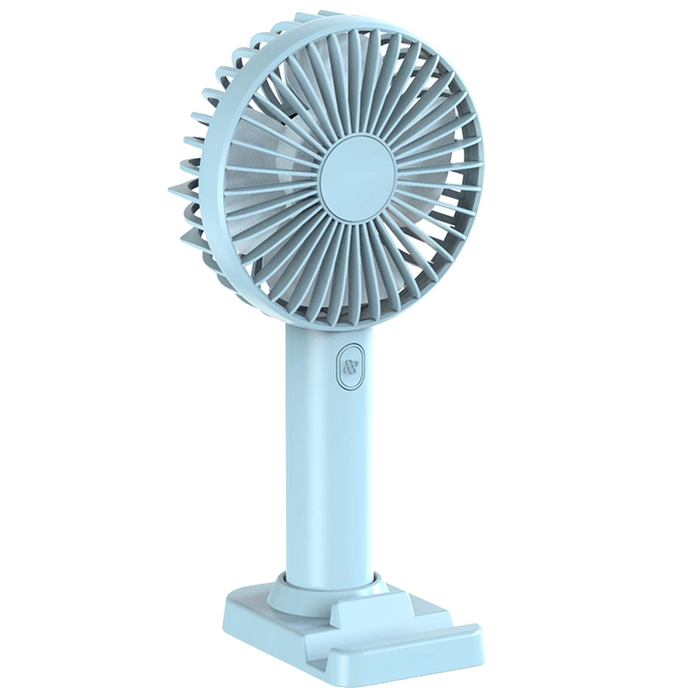 Handheld USB Charging Pocket Fan Portable Mini Fan with Phone Holder for Home Office (Light Blue)