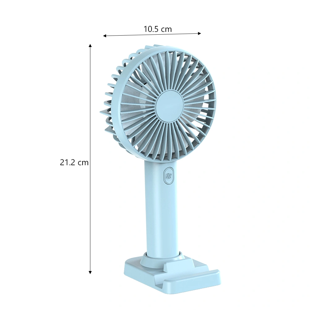 Handheld USB Charging Pocket Fan Portable Mini Fan with Phone Holder for Home Office (Light Blue)