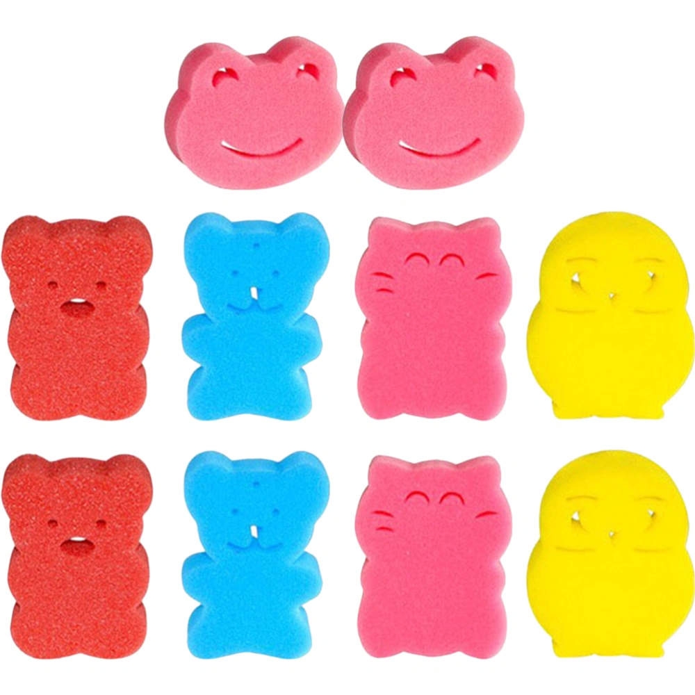 10pcs Kids Bathing Sponges Supple Baby Body Scrubbers Double-sided Showering Sponges