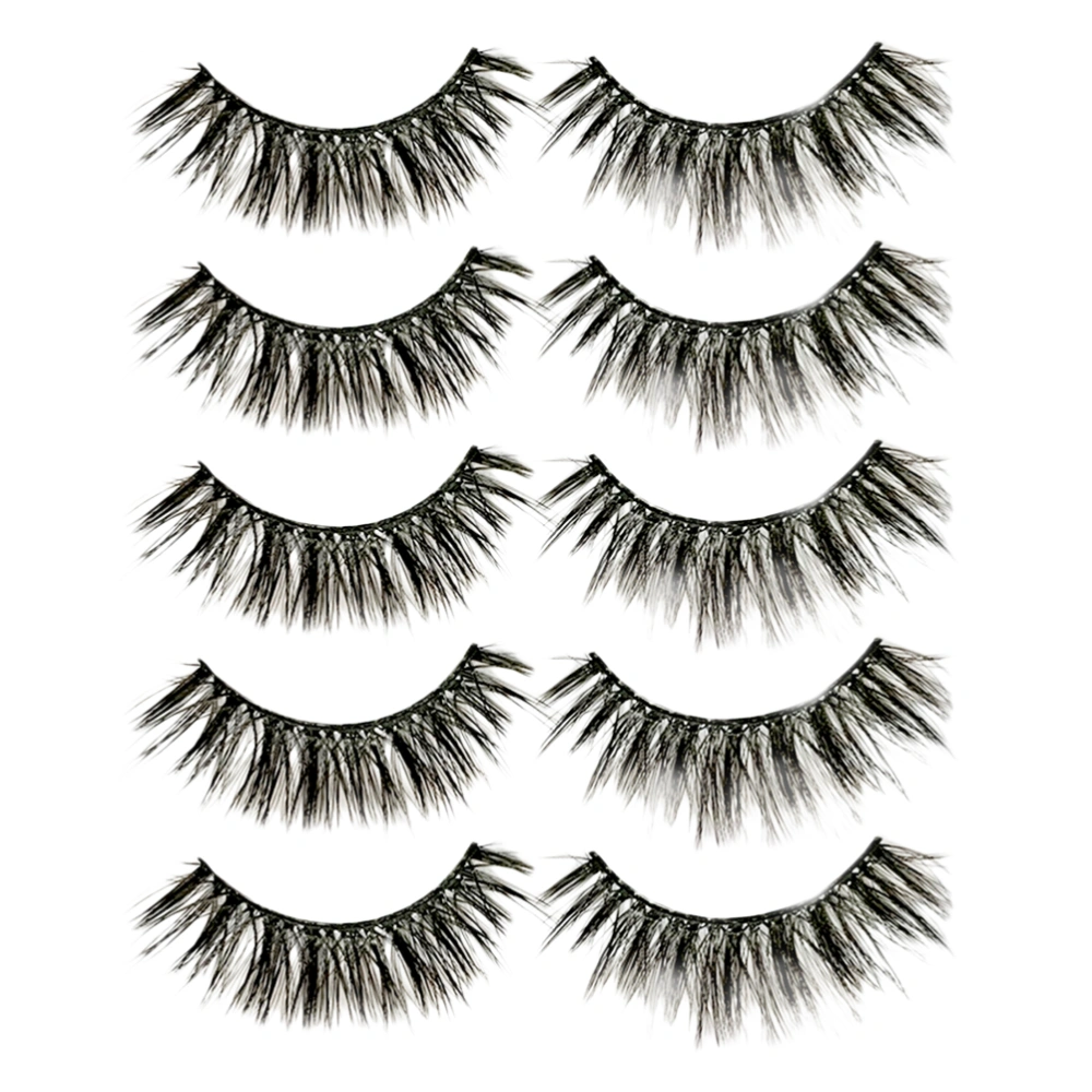 5 Pairs Ladies 3D Cross Imitation Mink Fur Eyelashes Handmade Dense Long Reusable Eyelashes Natural Look for Women Makeup(3D25)