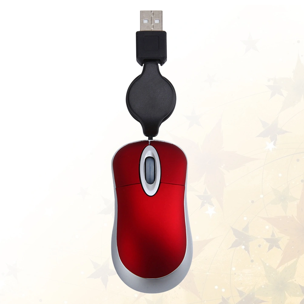 Creative USB Wired Mouse Mini Telescopic Mouse Computer Notebook Mouse Portable Mouse (Red)