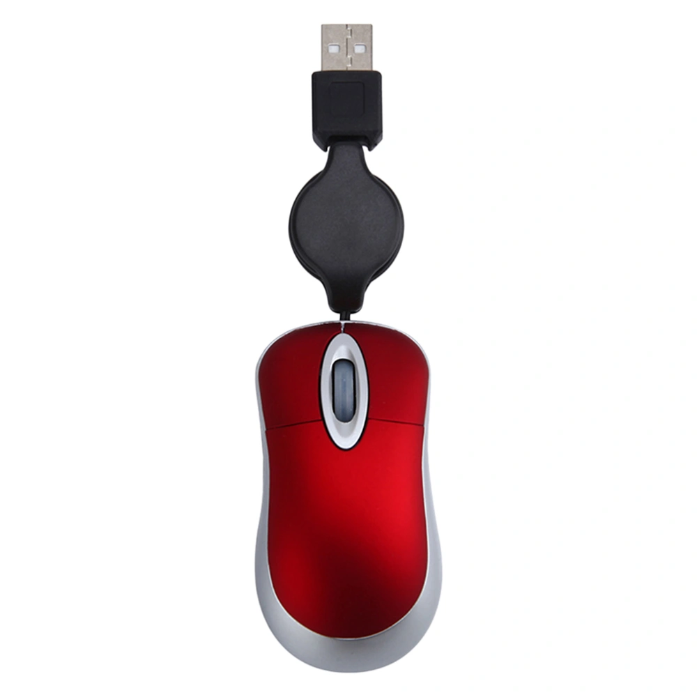 Creative USB Wired Mouse Mini Telescopic Mouse Computer Notebook Mouse Portable Mouse (Red)