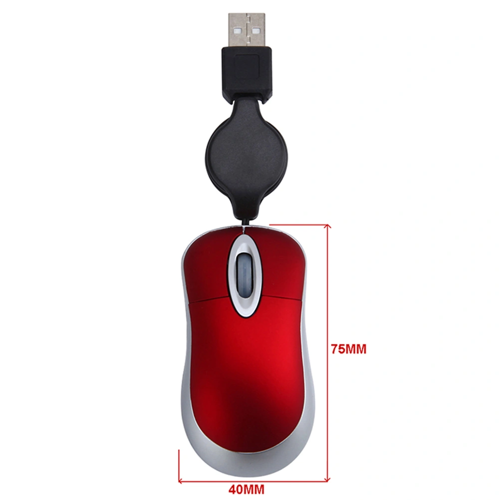 Creative USB Wired Mouse Mini Telescopic Mouse Computer Notebook Mouse Portable Mouse (Red)