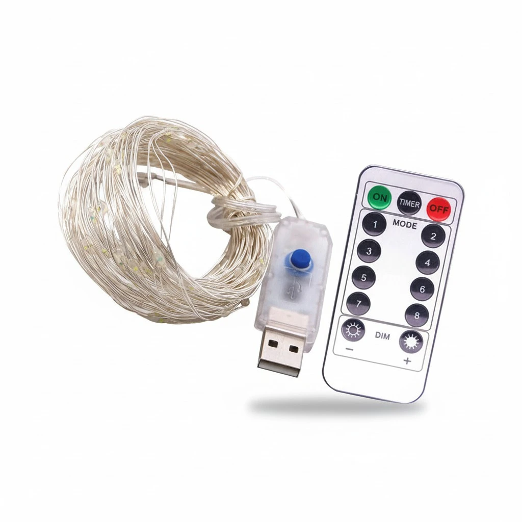 10M USB Powered Light String Decorative Silver Wire LED String Lights with Christmas Birthday Festival Decoration (Warm White 100 Lights)