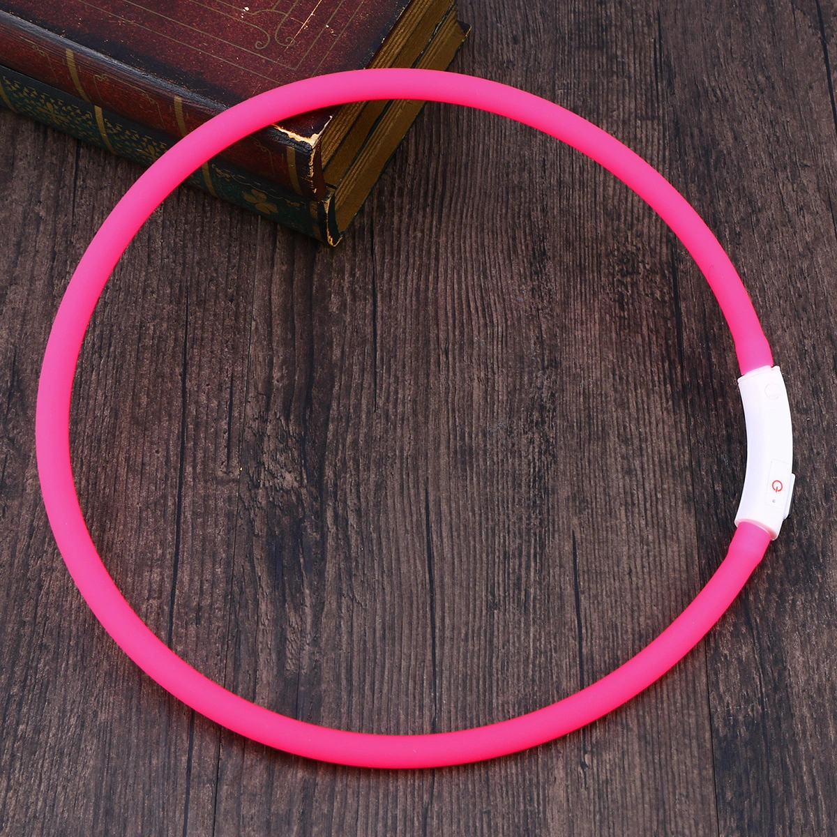 LED Dog Collar USB Rechargeable Glowing pet Dog Collar for Night Safety 70cm (Pink)