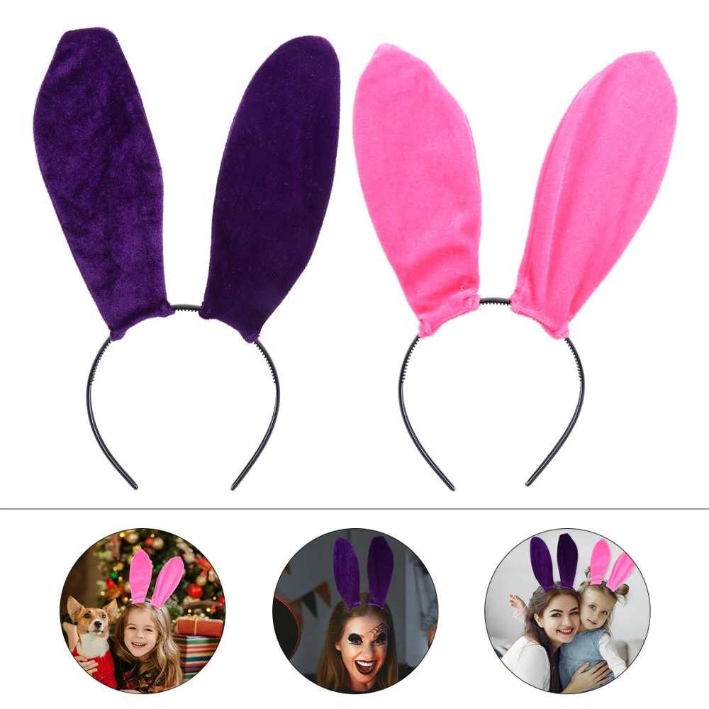 2pcs Rabbit Ears Headband Masquerade Hair Hoops Adorable Cartoon Hairpin