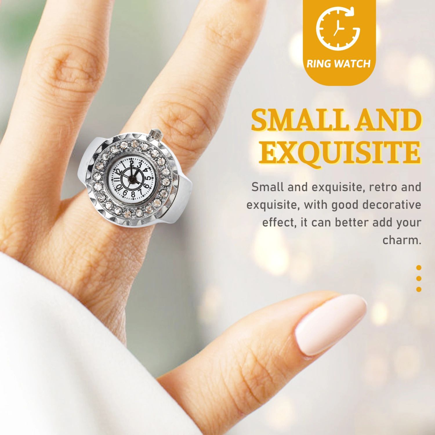 Decorative Finger Ring Stylish Ring Watch Finger Ring Decor Women Finger Watch