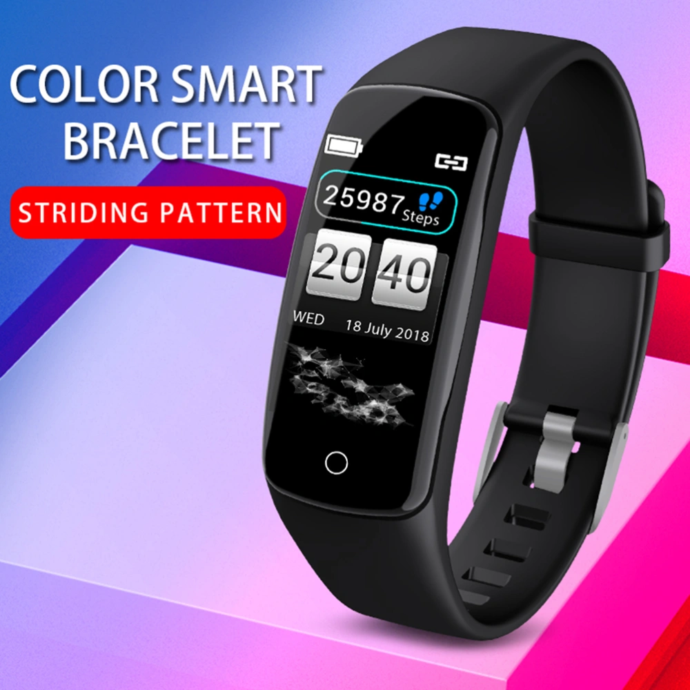 1PC Smart Bracelet Color Screen Sports Smart Watch Heart Rate Blood Pressure Blood Oxygen Monitoring Bracelet Waterproof Dustproof Smart Watch Multi-purpose Smart Wrist Watch Large Screen Sports Bracelet Stylish Cool Smart Watch for Women (Black)