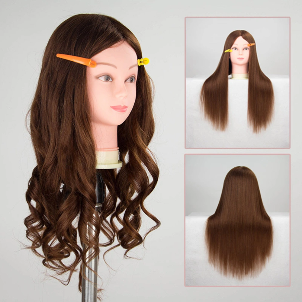 1pc 60% Real Hair with 40% Chemical Fiber Hair Practicing Head Pratical Training Manikin Head Hair Styling Practice for Salon Apprentice(Brown)