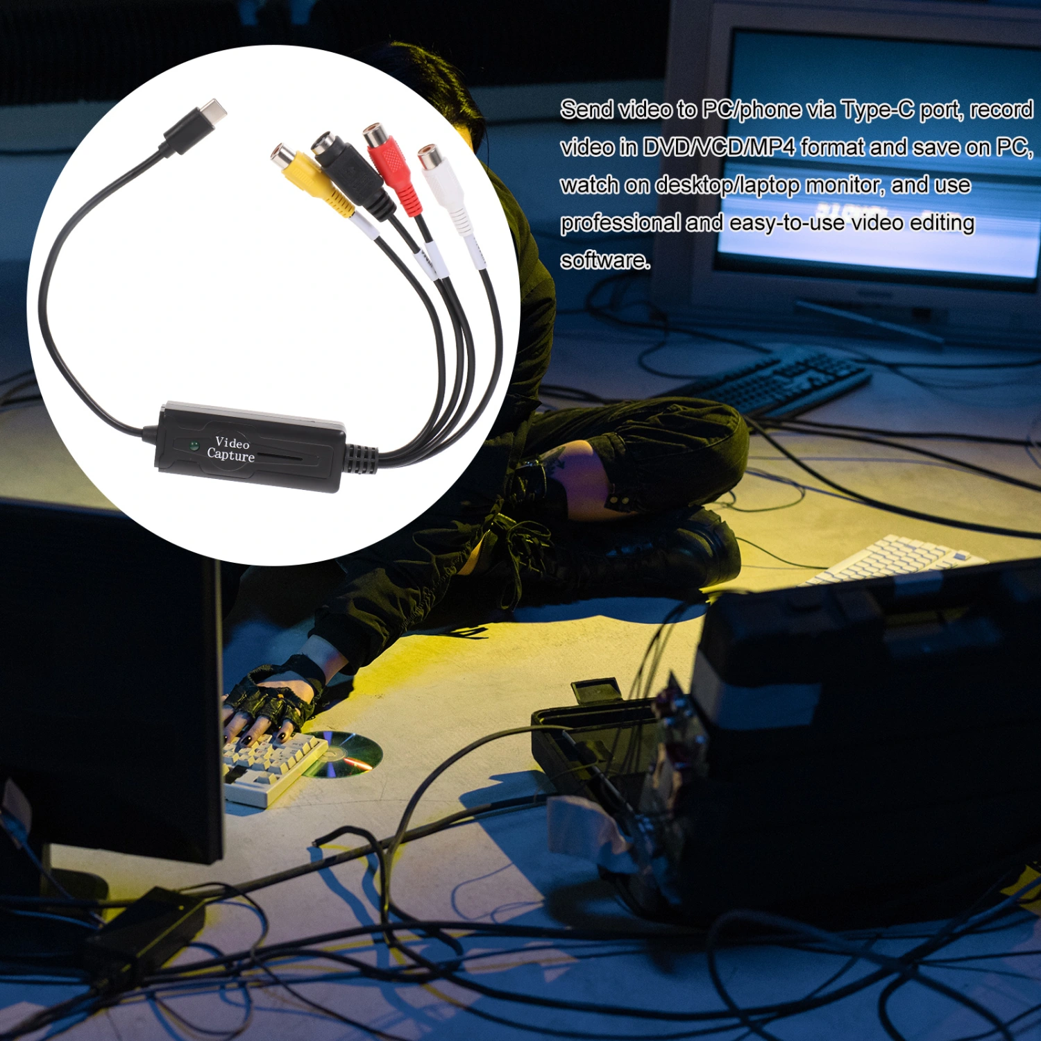 Video Capture Card Av Video Capture Card Usb Type-c Vhs To Digital Converter