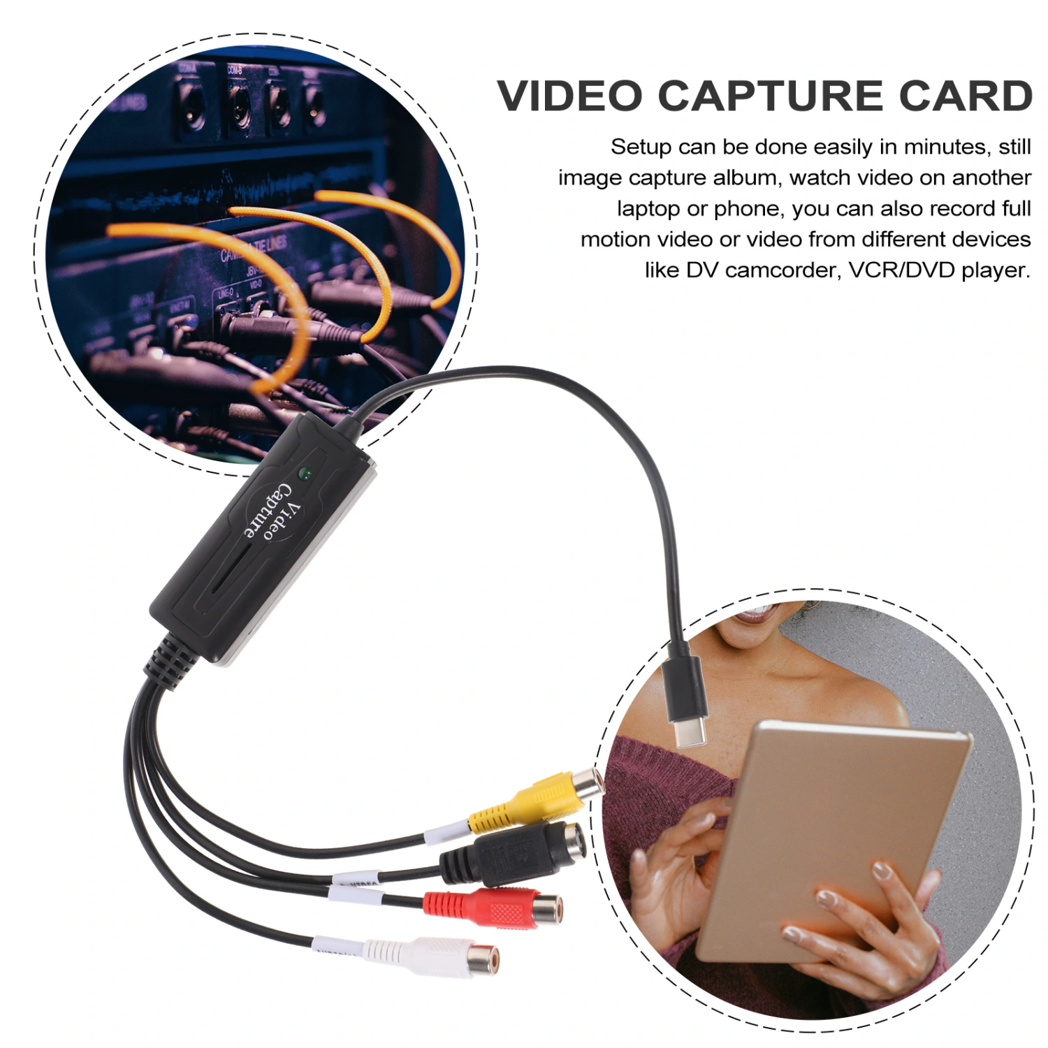 Video Capture Card Av Video Capture Card Usb Type-c Vhs To Digital Converter
