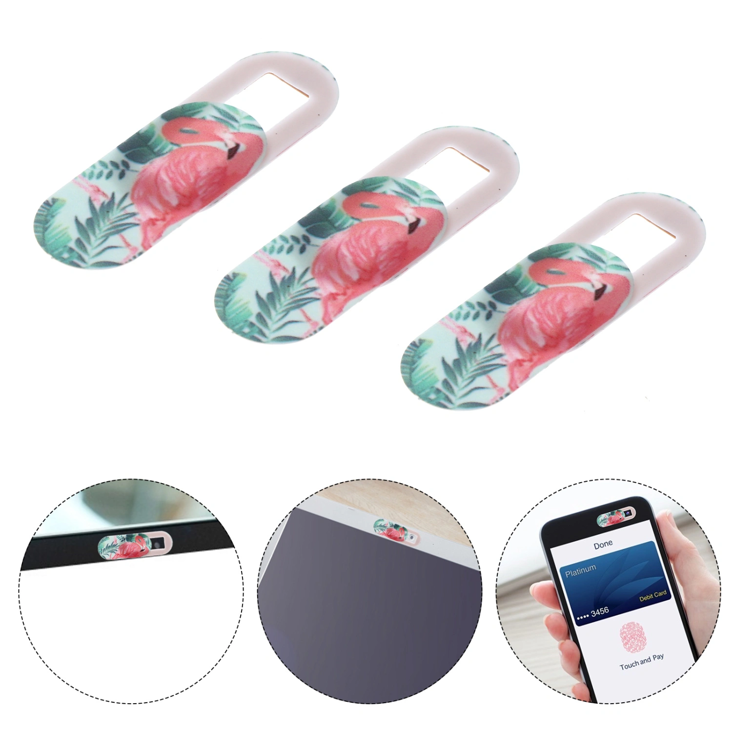 3pcs Laptop Camera Cover Flamingo Pattern Webcam Privacy Cover Privacy Sticker