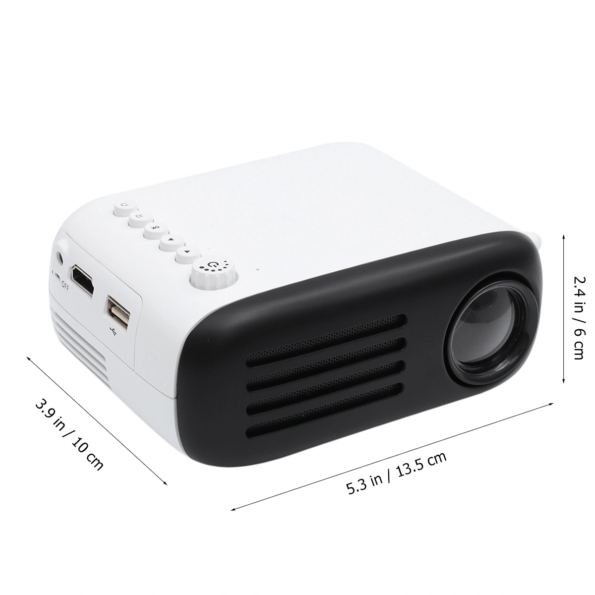 1080P Household LED Mini Projector Portable Projector Device Home Theatre for Home Cinema Theater Indoor with US Plug (Black and White)