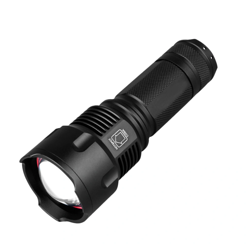 USB Rechargeable Zoom LED Torchlight Strong Light Outdoor Flashlight without Battery with Cable (Black)