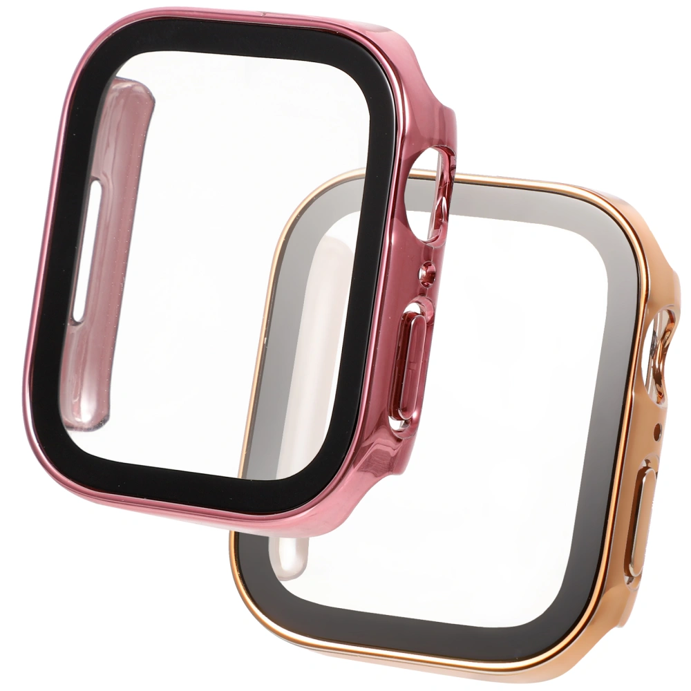 2pcs Built-in Glass Screen Protector Shockproof Watch Cases Compatible with Apple watch7 8