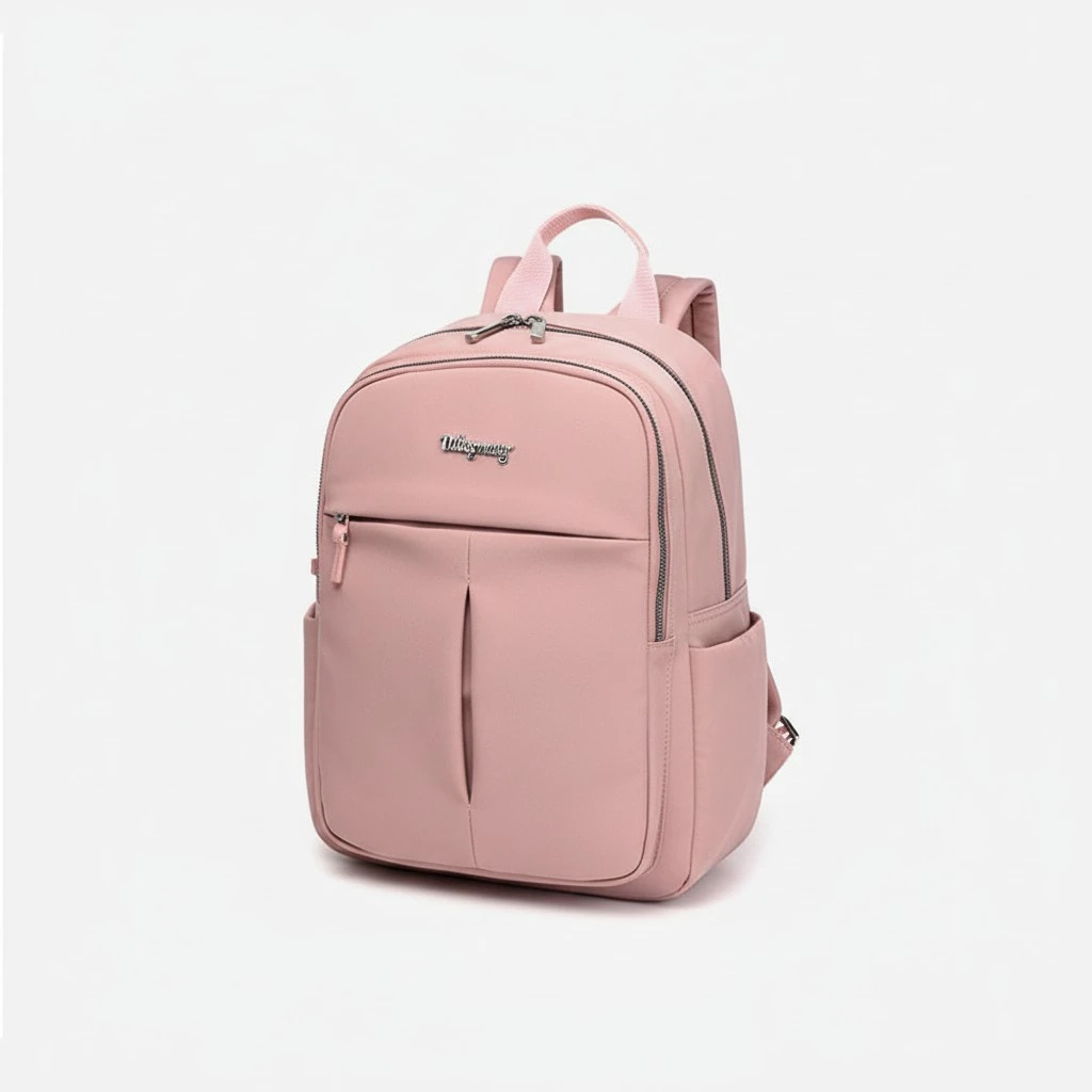 Casual Backpack USB Charging Computer Pack High Capacity Shoulder Bag for Man Woman (Light Pink)