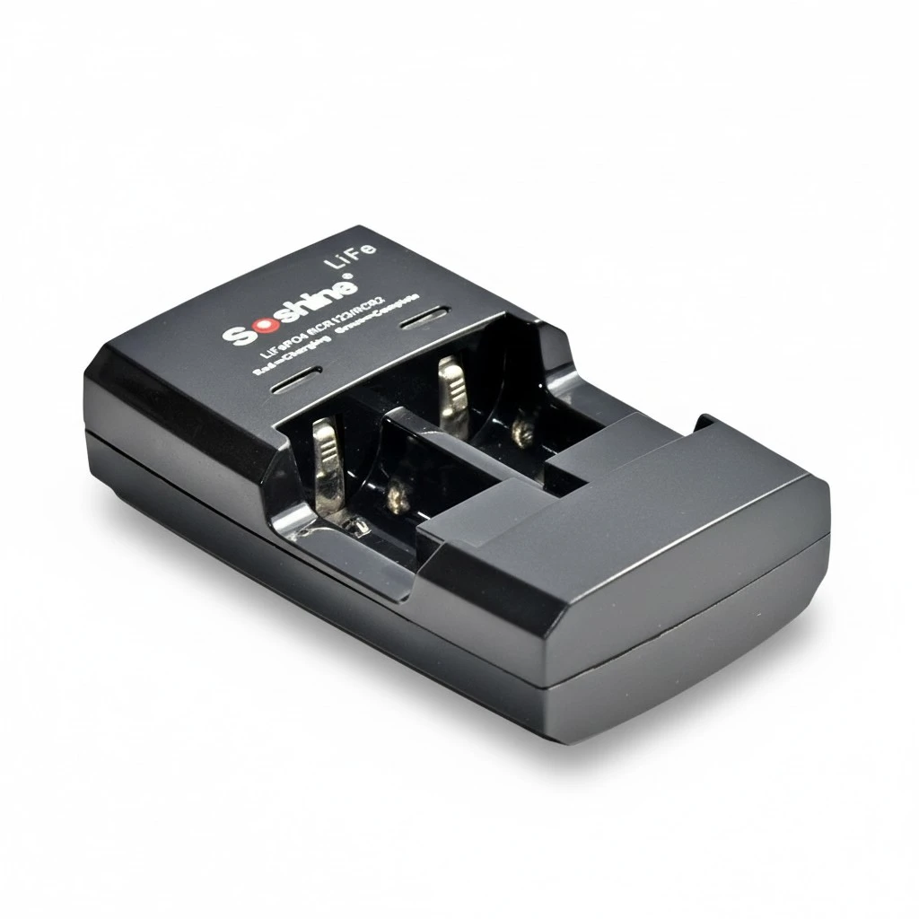 2-Slot Universal Battery Charger Smart Charger for Ni-mh 4.2V Rechargeable Batteries 16340 14250 CR123 CR2 (Black)