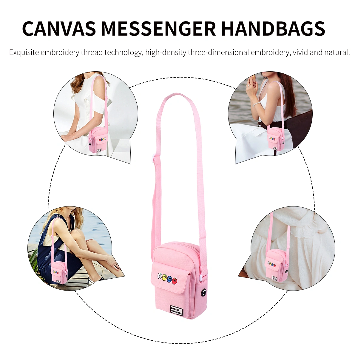 1 Pc Small Fresh Canvas Messenger Handbags Casual Student Cross-body Bag