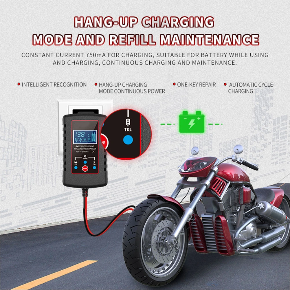 Multifunctional Battery Charger And Maintainer 6v12v Battery Charger Clamp For Motorcycle Lawnmower With US Plug