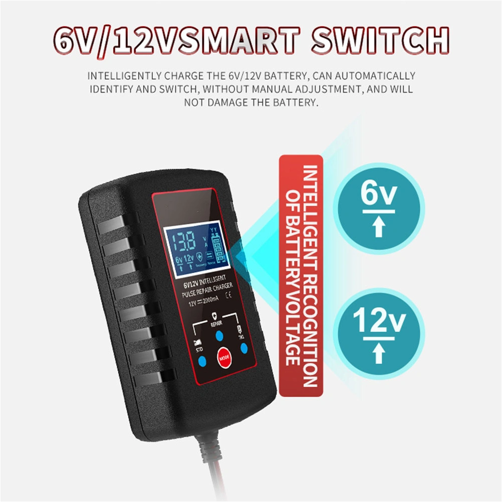 Multifunctional Battery Charger And Maintainer 6v12v Battery Charger Clamp For Motorcycle Lawnmower With US Plug