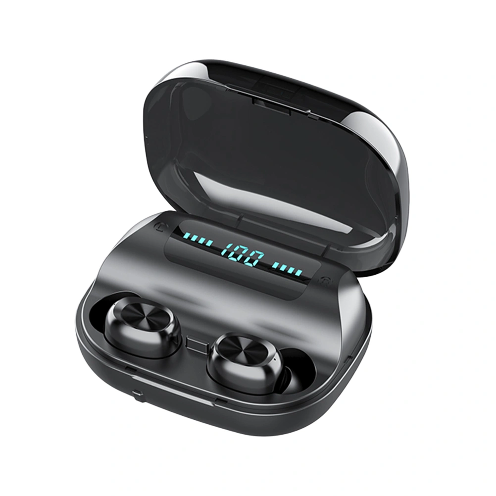 Battery Status Display In Ear Wireless Headphones Waterproof Noise Reduction Earphones Headphones Outdoor Headset with Charging Dock (Black)