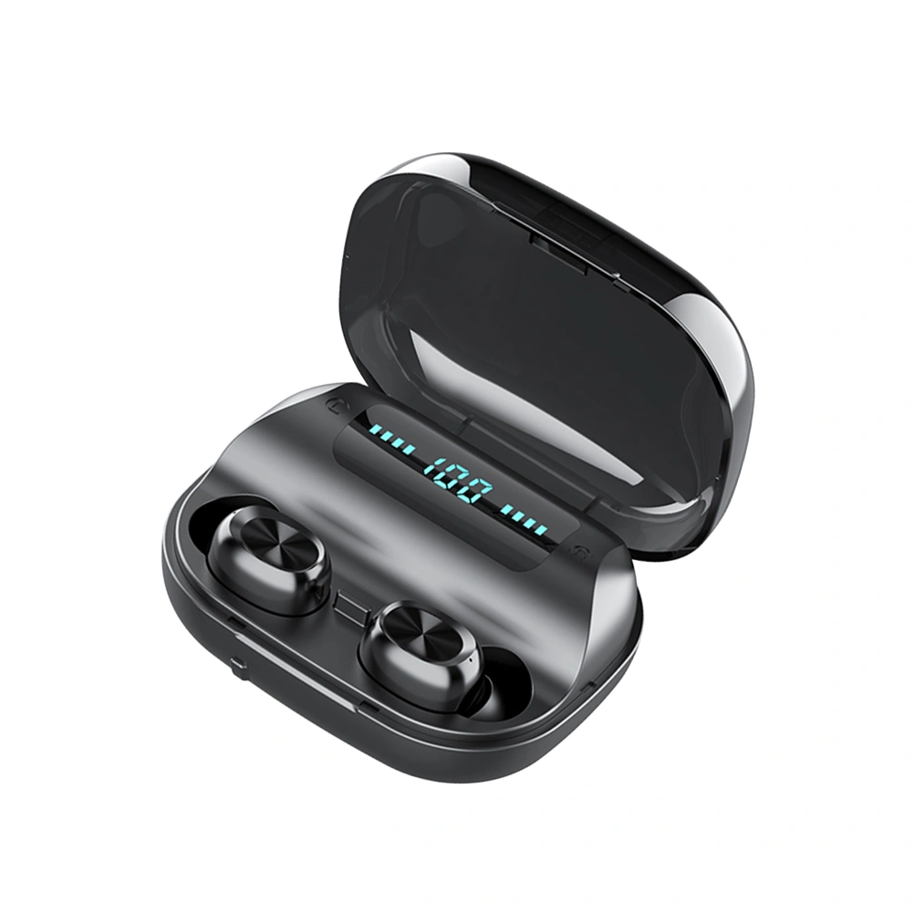 Battery Status Display In Ear Wireless Headphones Waterproof Noise Reduction Earphones Headphones Outdoor Headset with Charging Dock (Black)