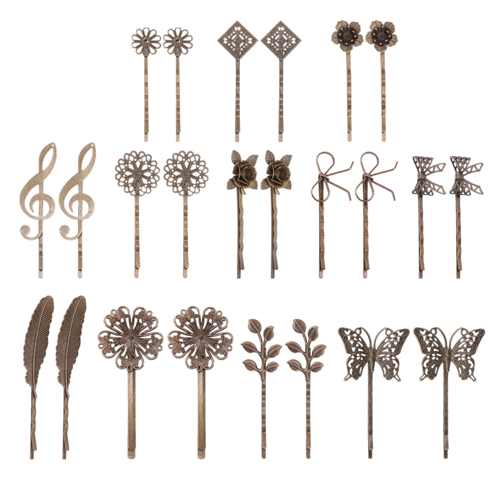 24pcs Vintage Hairpin Hair Clip Headwear Hair Accessories (Mixed Pattern)