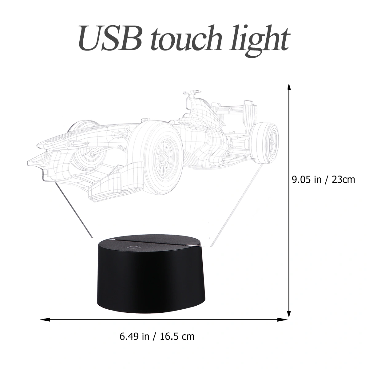 Car Shaped Lamp Colorful 3D Lamp Acrylic Funny Durable Beautiful LED USB Touched Lamp (Dual-Use Style, Without Battery)