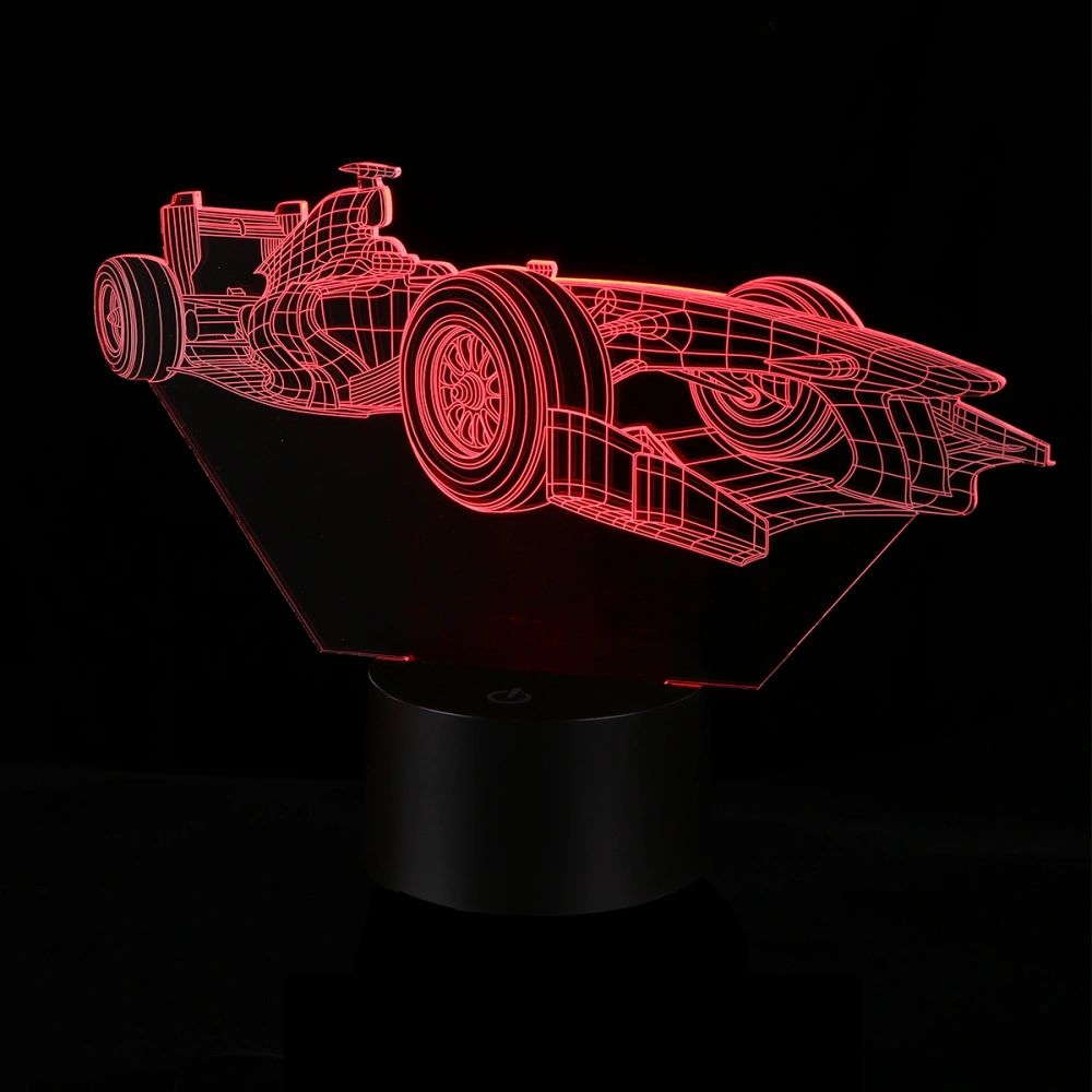 Car Shaped Lamp Colorful 3D Lamp Acrylic Funny Durable Beautiful LED USB Touched Lamp (Dual-Use Style, Without Battery)