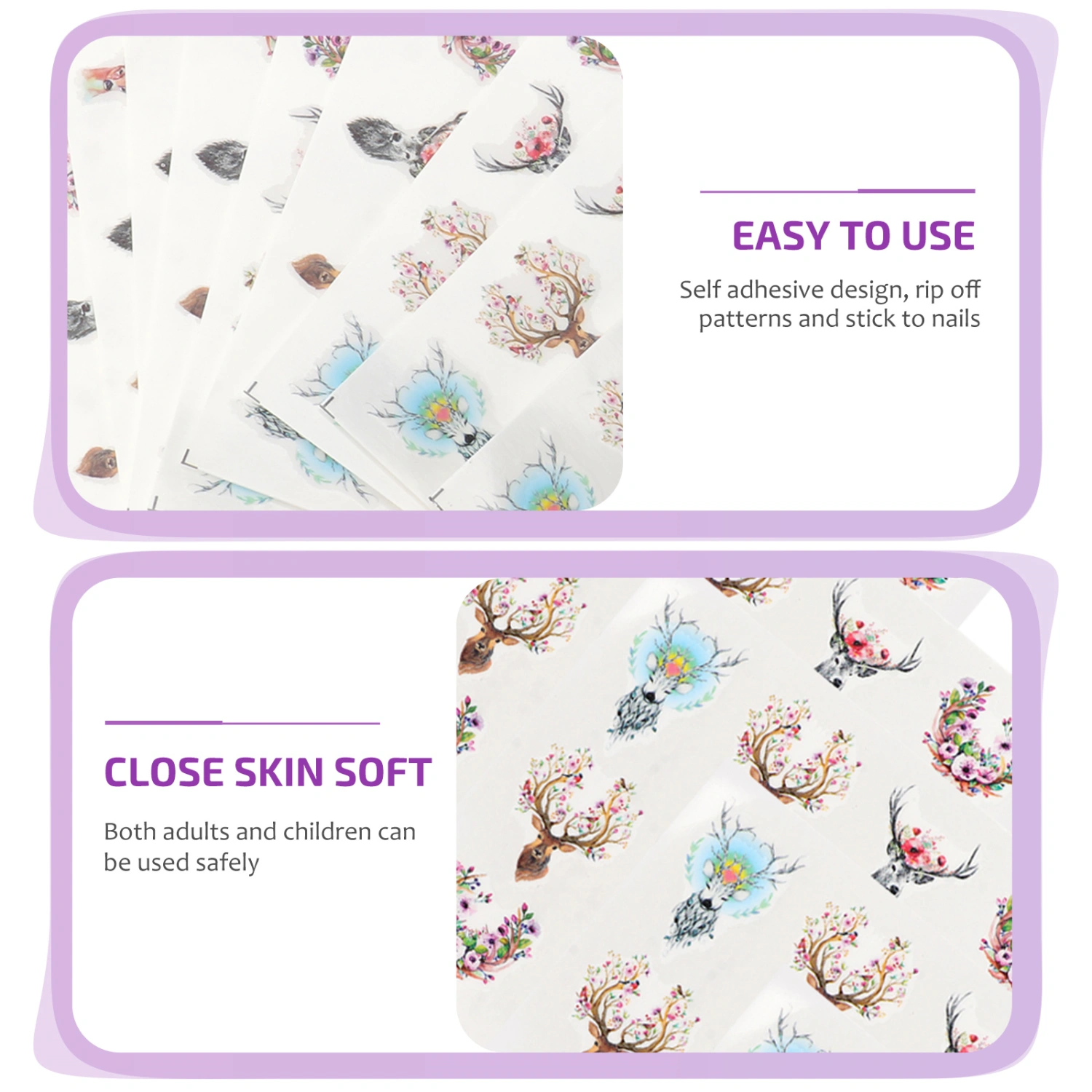 10PCS Christmas Color Manicures Stickers Deer Nail Stickers for Festival Gathering Party Club