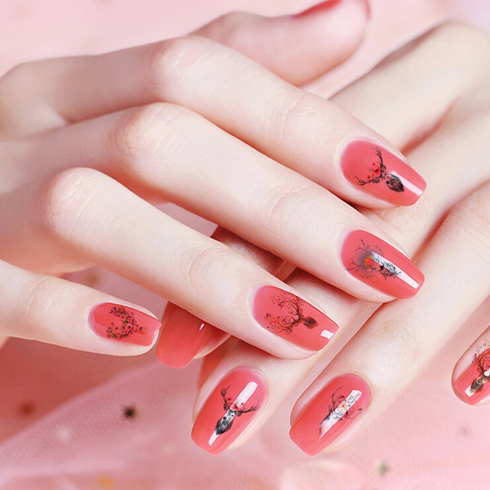 10PCS Christmas Color Manicures Stickers Deer Nail Stickers for Festival Gathering Party Club