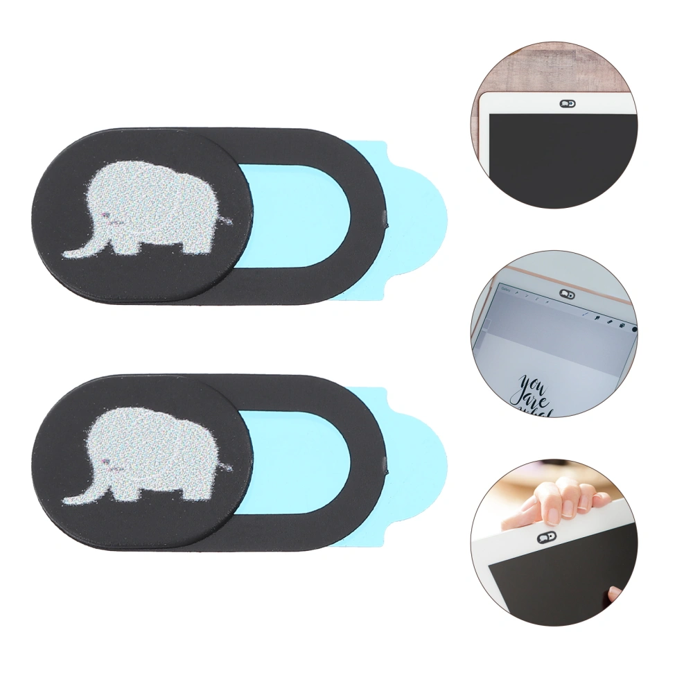 2 PCS Webcam Cover Slide Elephant Pattern Webcam Privacy Blocking Sliding Cover