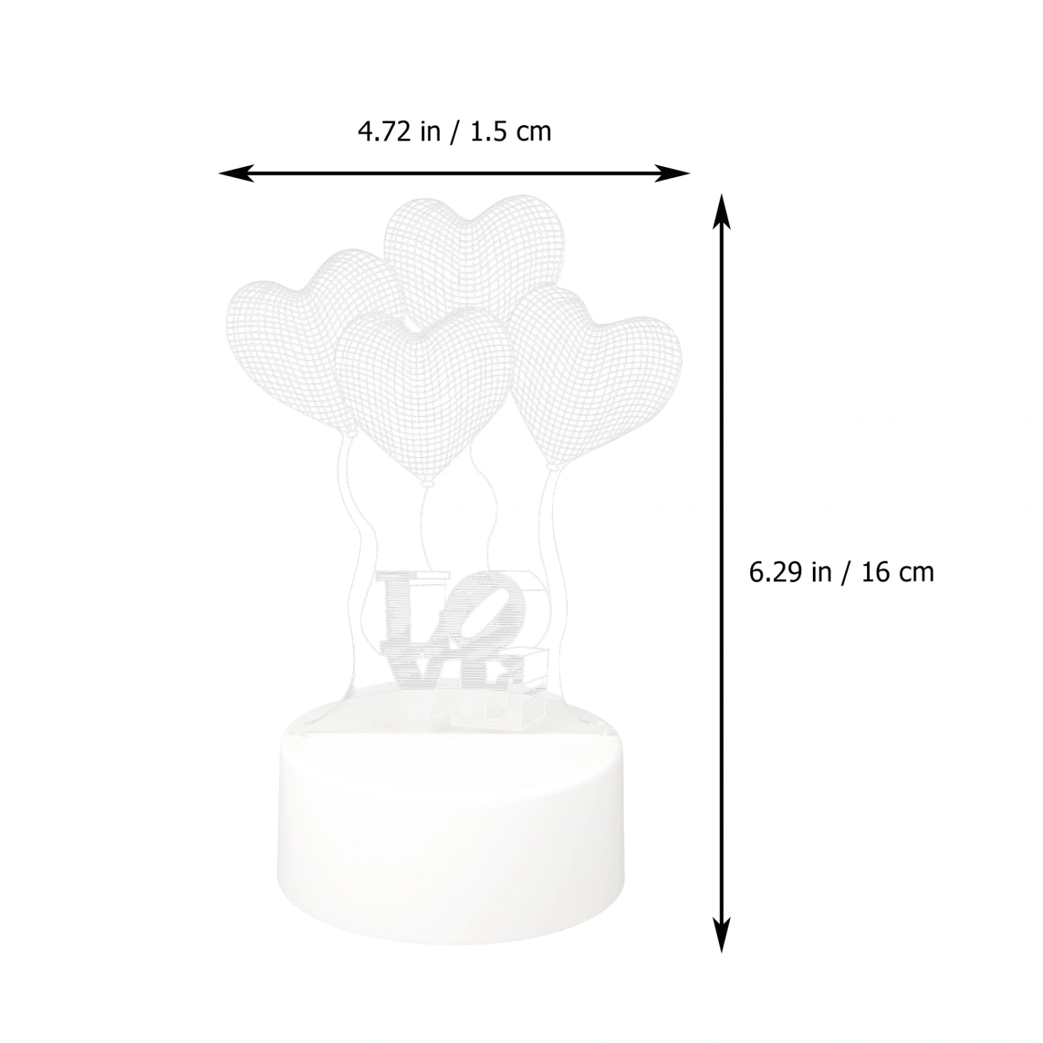 1Pc Heart Modeling Balloon Night Light Valentine's Day Light Decor Transparent