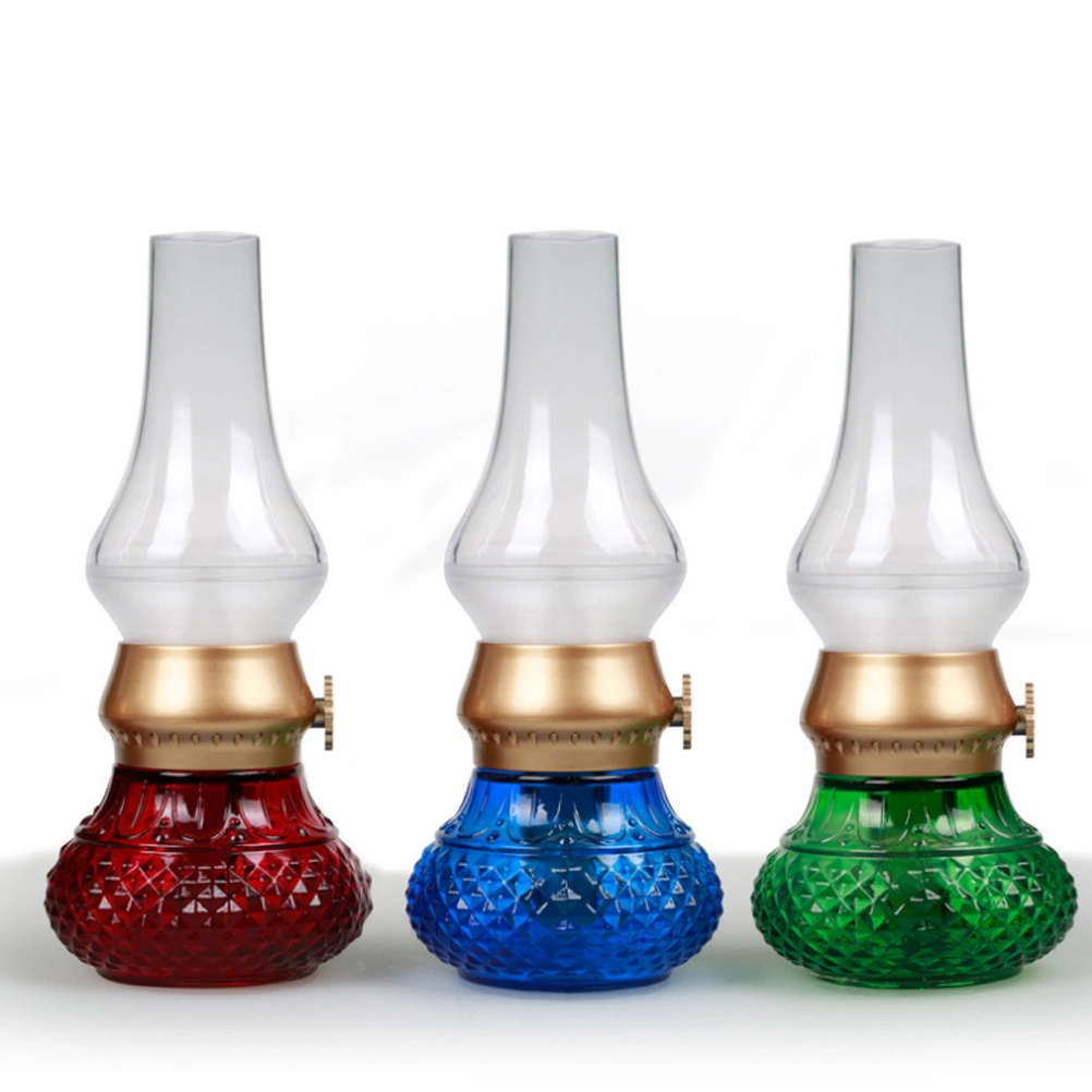 Creative Retro Simulation Kerosene Lamp 0.3W LED Charging Lamp Blowing Control Night Light Bedroom Bedside Desktop Lamp (Yellow Light Color, Green)
