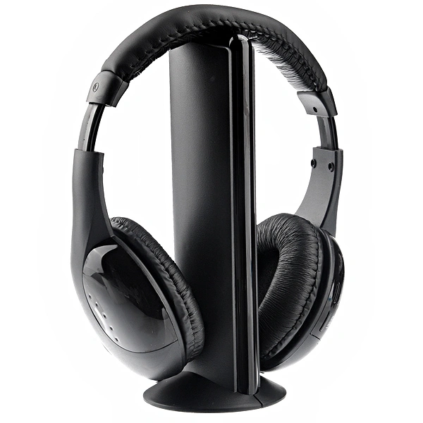 MH2001 5-in-1 Hi-Fi S-XBS Wireless Headphone with FM Radio & Wireless Monitoring for TV /PC /MP3 /CD /DVD (Black)