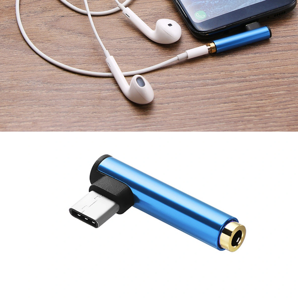 Type-C Earphone Adapter Type C male to 3.5mm Female Audio Stereo Earphone Converter (Blue)