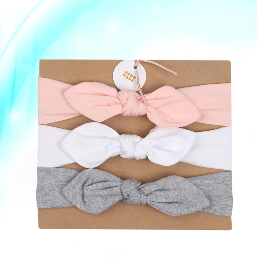 3 Pcs Kids Elastic Headband Hair Bands Lovely Headwear Hair Accessories for Girls (4# Pink + White + Grey)