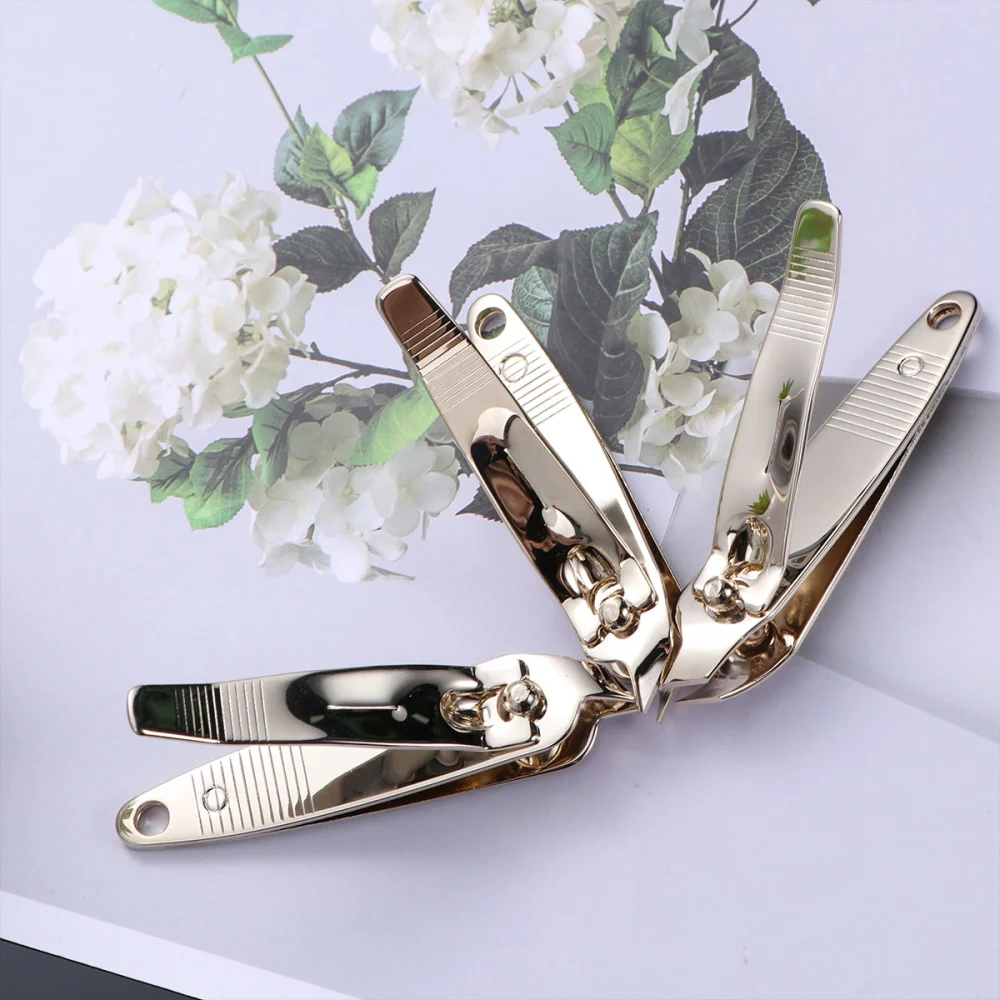 3PCS Gold Coated Carbon Steel Bevel Nail Scissors Nail Shop Special Manicure Tools Multifunction Nail Clippers(Golden)