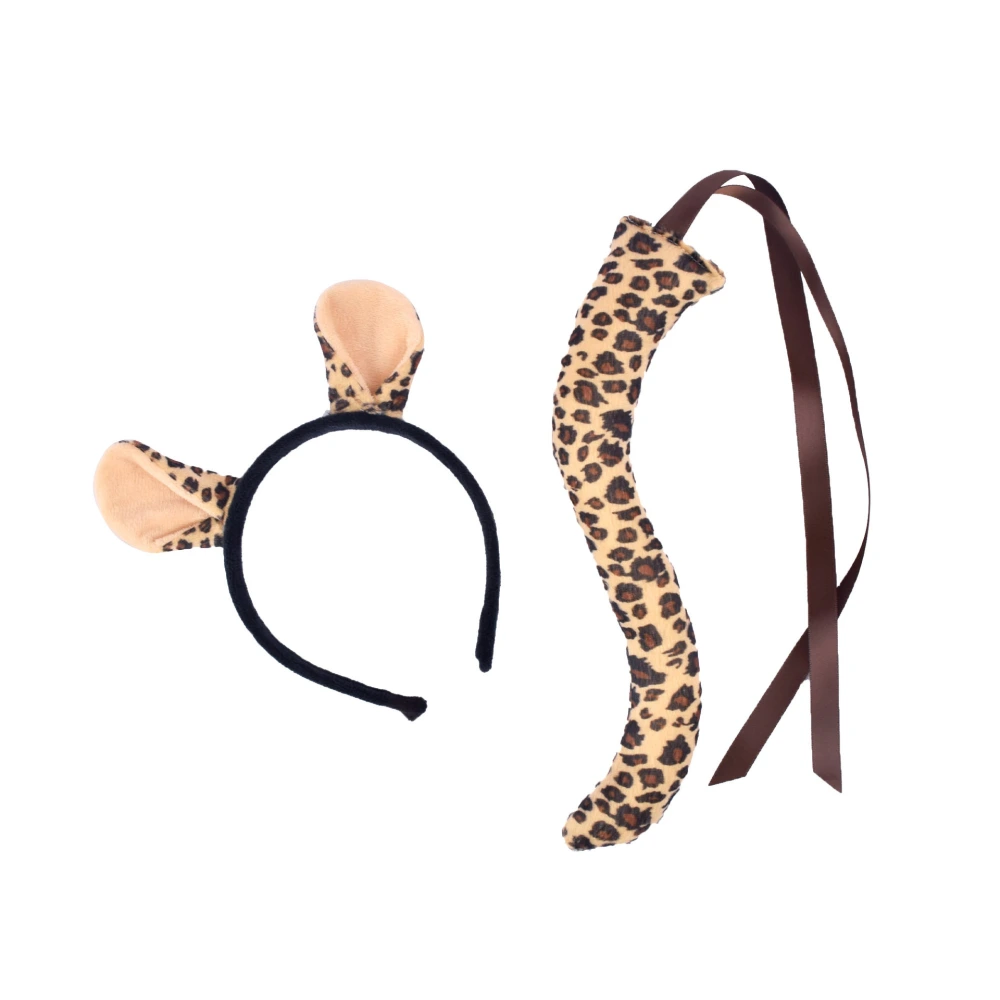 1 Set Leopard Ear And Tail Leopard Costume Leopard Ear Hairband And Tail