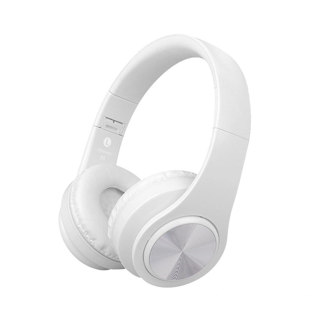 B3 Stereo WirelessHeadphone Over Ear Foldable Protein Earmuffs with TF Slot (White)