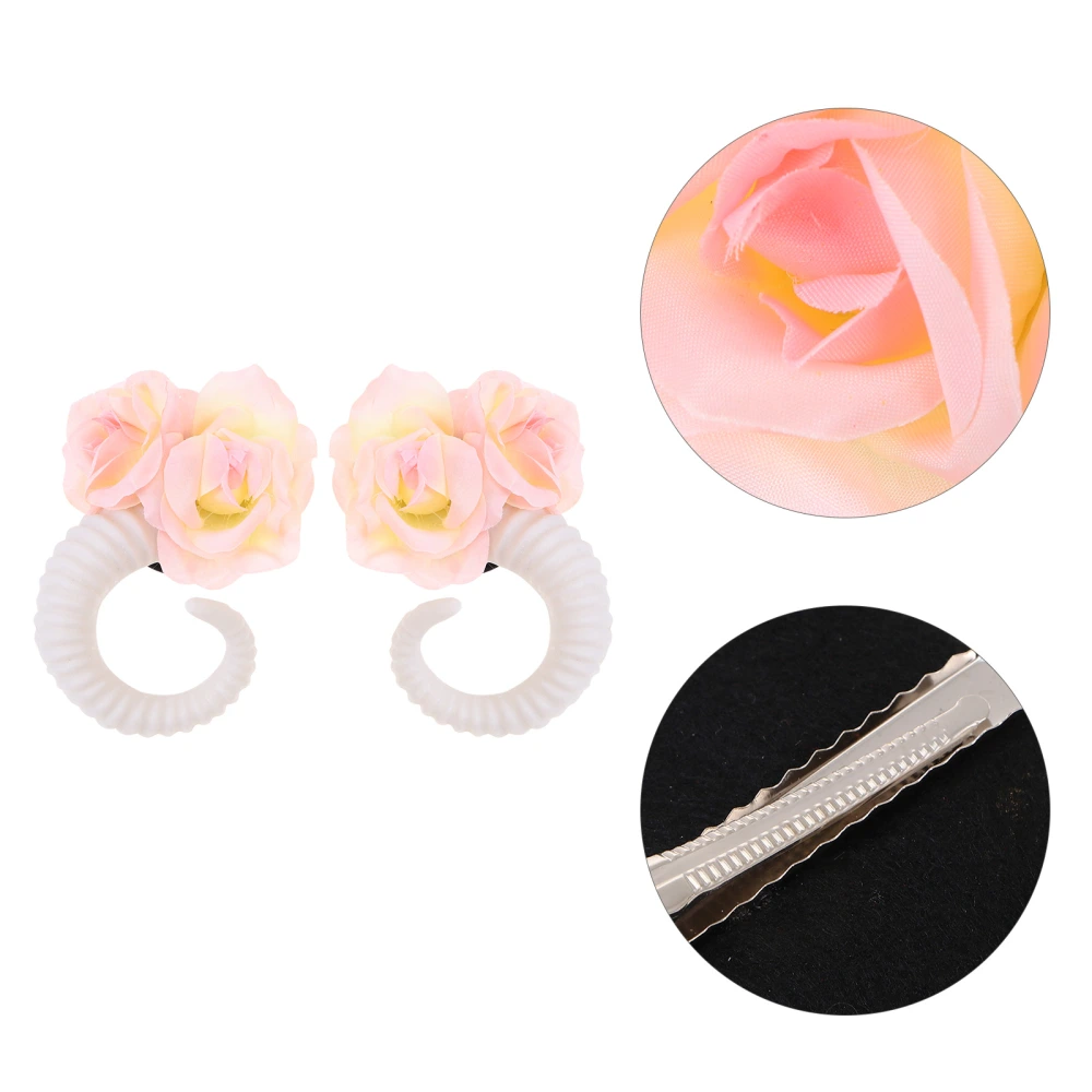 1 Pair of Ram Horn Rose Hairband Decorative Headband Headdress Photography Props