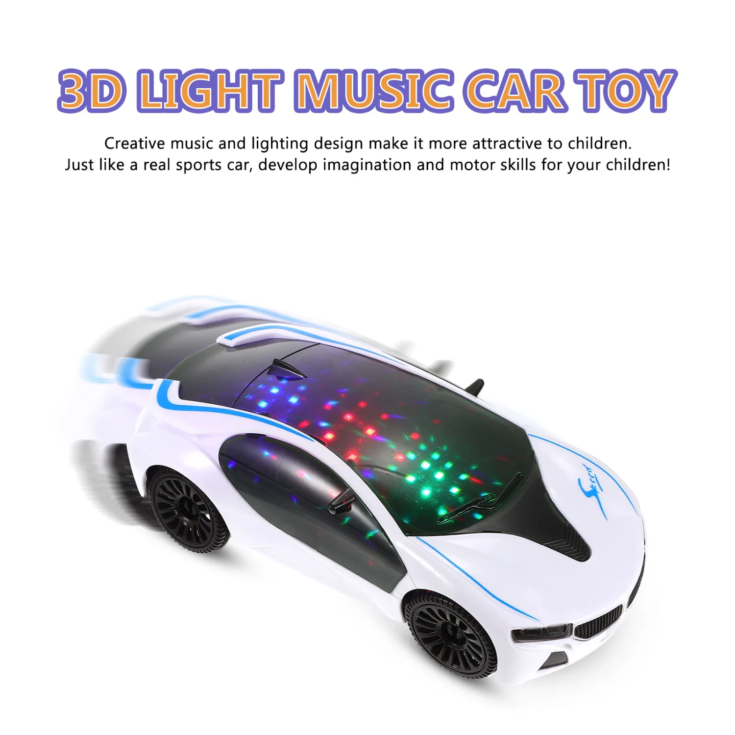 1pc Electric Universal 3D Car Toy Children Mini Car Toy without Battery