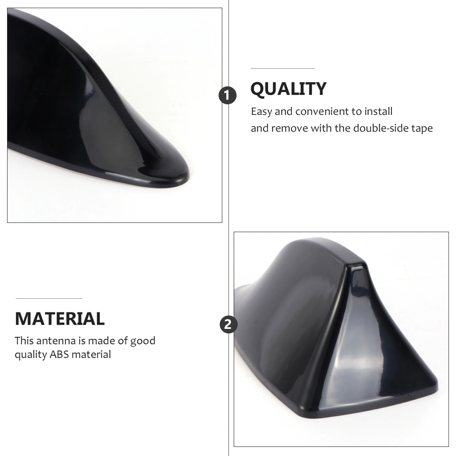 Waterproof Universal Car Radio Antenna Shark Fin Roof Decorative Antenna with FM/AM Radio Function (Black)