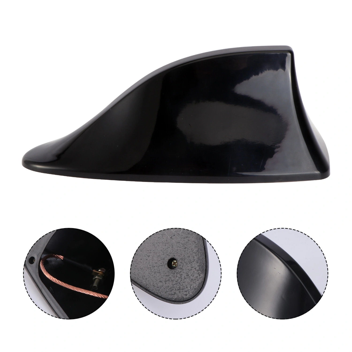Waterproof Universal Car Radio Antenna Shark Fin Roof Decorative Antenna with FM/AM Radio Function (Black)