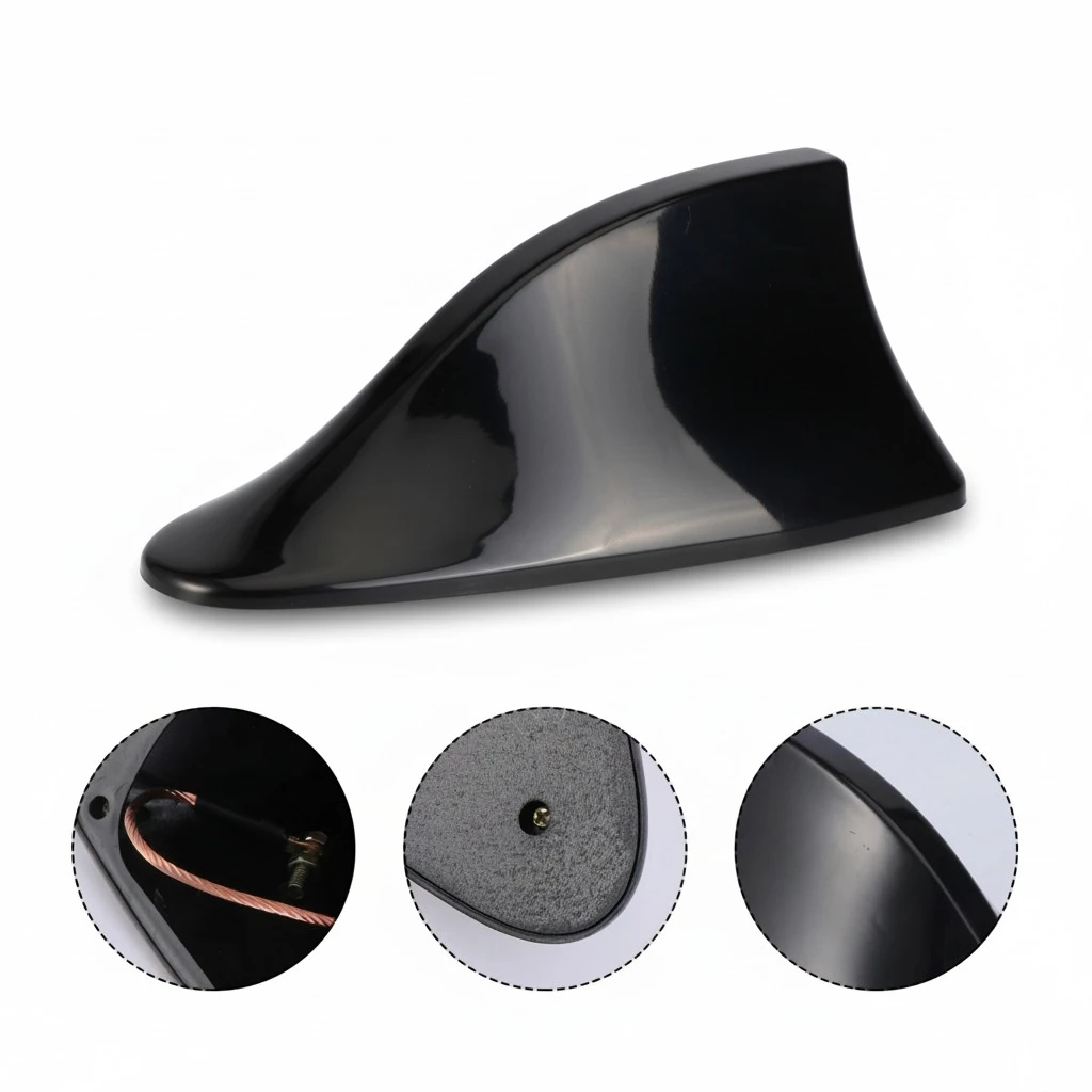 Waterproof Universal Car Radio Antenna Shark Fin Roof Decorative Antenna with FM/AM Radio Function (Black)