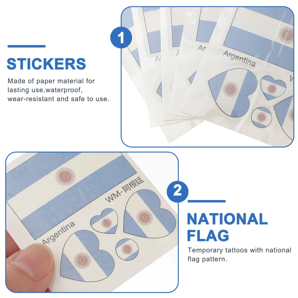 24 Sheets National Flag Body Stickers Temporary Face Tattoos Decal for Soccer Fans Sports s (Argentina)