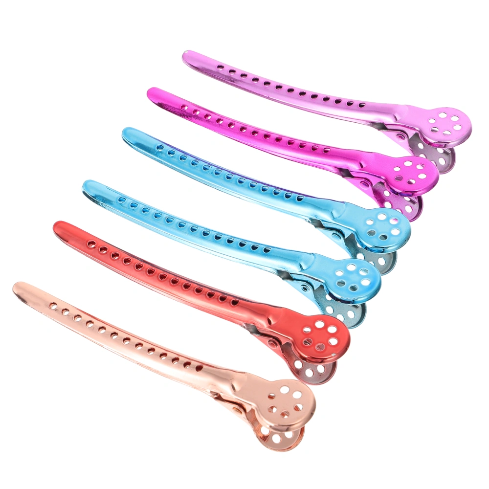 6Pcs Colored Stainless Steel Hair Clips for Hair Styling Cutting Sectioning