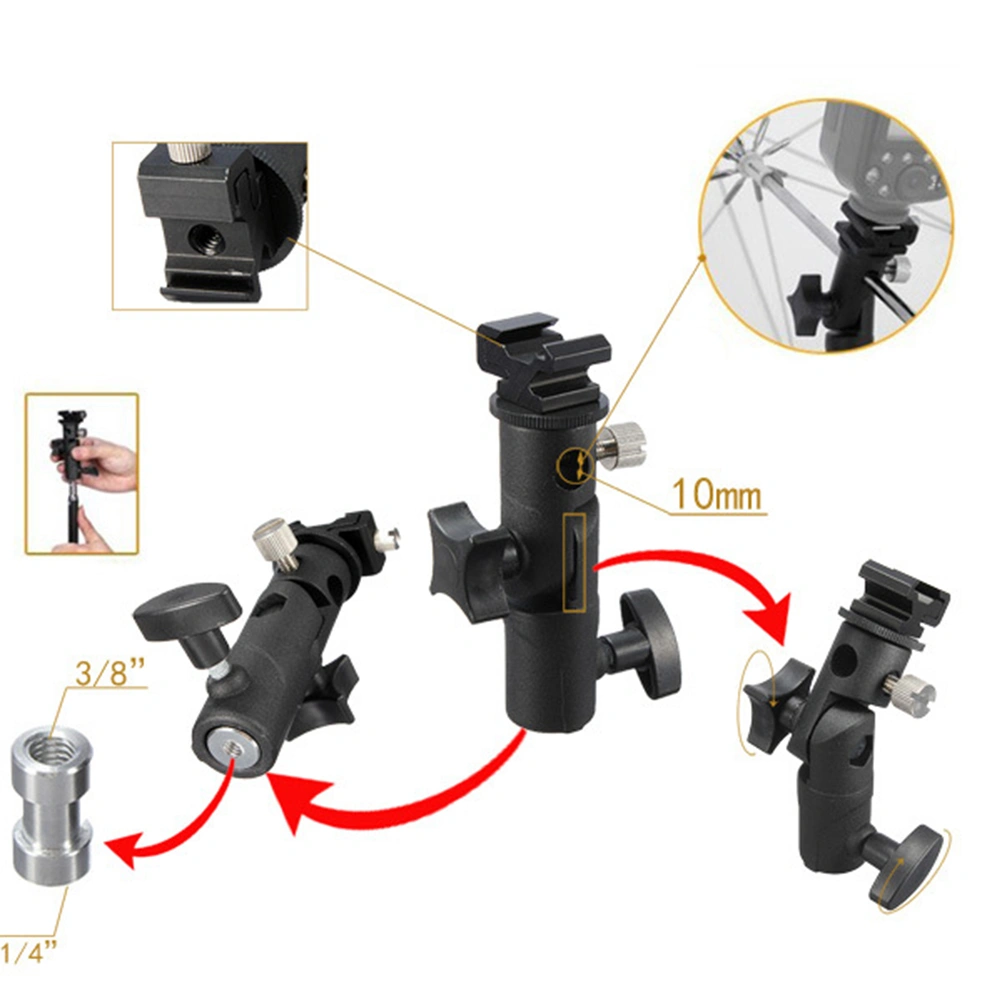 2PCS E Shape Metal Flash Lamp Holder Bracket Flash Multipurpose Bracket