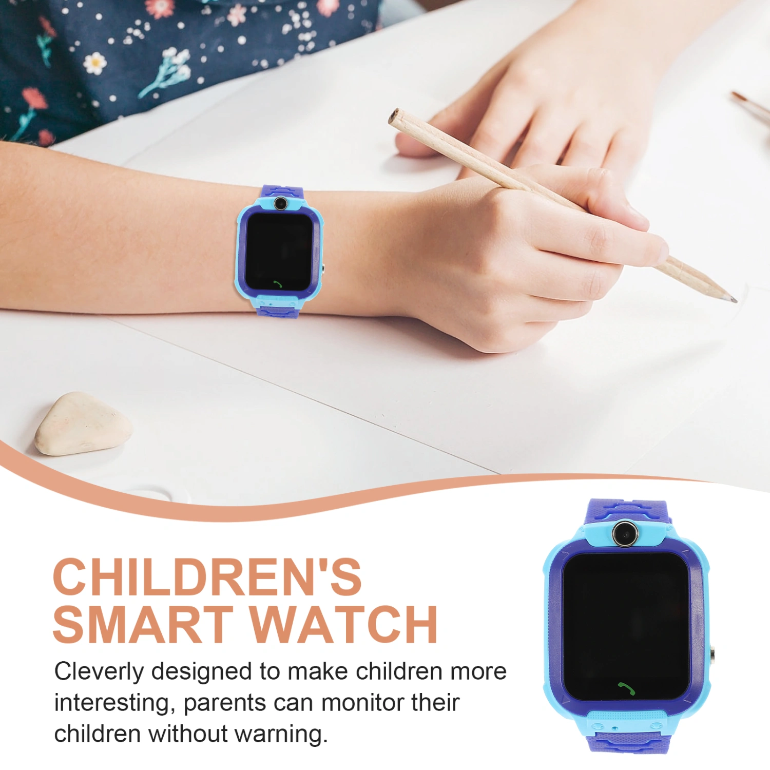 1.44 Inch Screen Waterproof Smart Child Watch SOS Emergency Call Smartwatch LBS Positioning Tracking Kids Smart Watch Children (Blue)