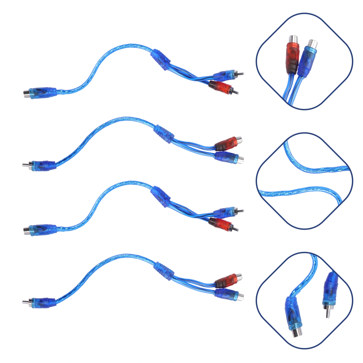 4pcs Car Audio Cables Splitter Audio Cables Car Sound Audio Cables Audio Wires
